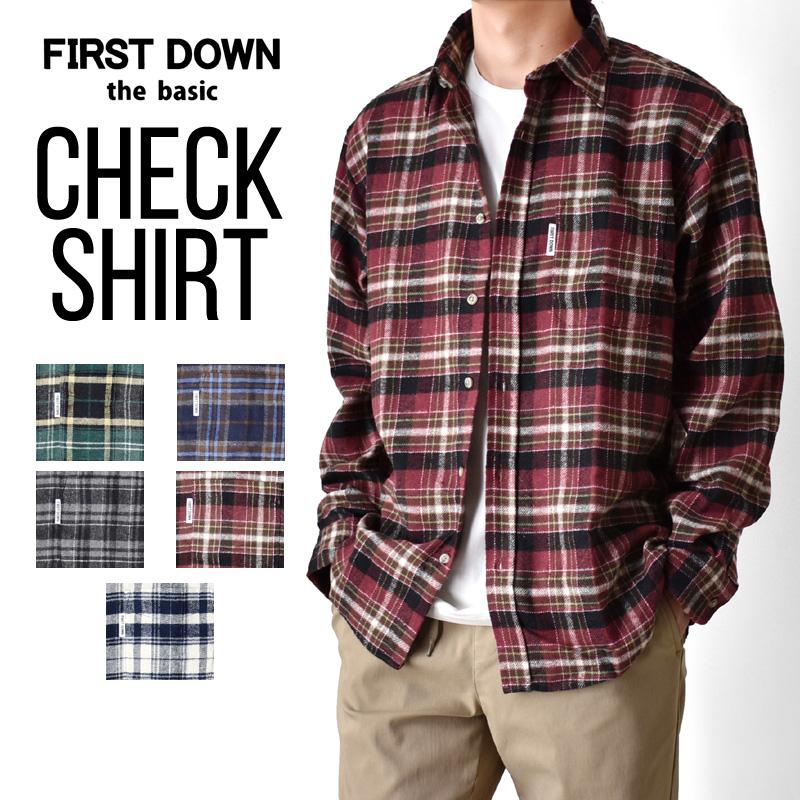 FIRST DOWN EXPLORATION GEAR ネルシャツ メンズ ボタンダウン 長袖 