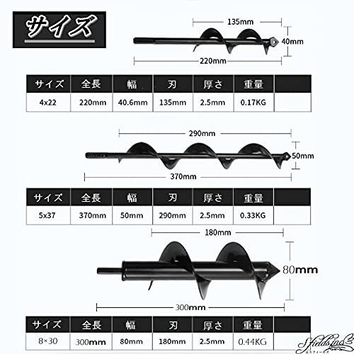 S.fields.inc アースドリル 園芸用 アースオーガー 六角 インパクトレンチ 芝生 掘削 アダプター ビット (5*37cm)｜around-store｜03