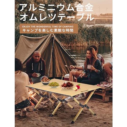 Campwild アウトドアテーブル ウッドロールトップテーブル