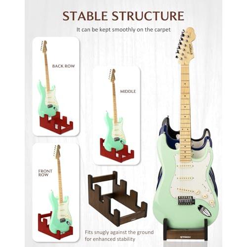 STRICH 木製ギタースタンド 3本掛け フロントディスプレイ 省