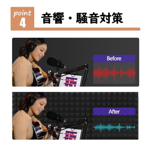 Saiqiang 吸音材 壁 吸音パネル 極厚 難燃 防潮 消音 生活音/騒音軽減 録音室 オフィス 室内装飾 (黒(山形), 30*30*2.5cm 12枚入れ)｜around-store｜06