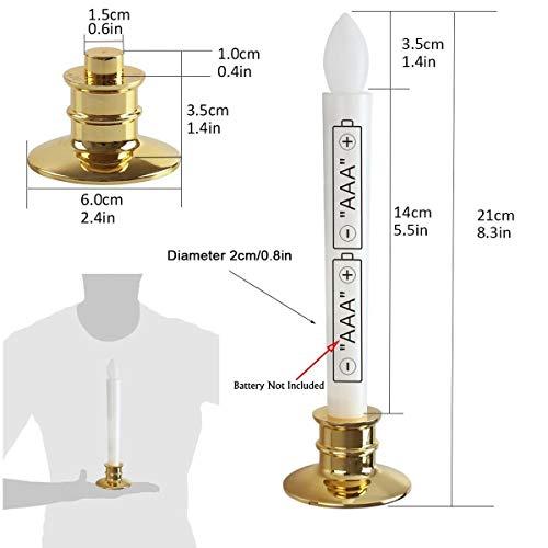 Yixintech LED電池式ローソク 電気ろうそく 安心のろうろく 蝋燭 仏具 LED型 ろーそく 仏壇用 電気キャンドルランプ 金の燭台付き 2セット｜around-store｜03