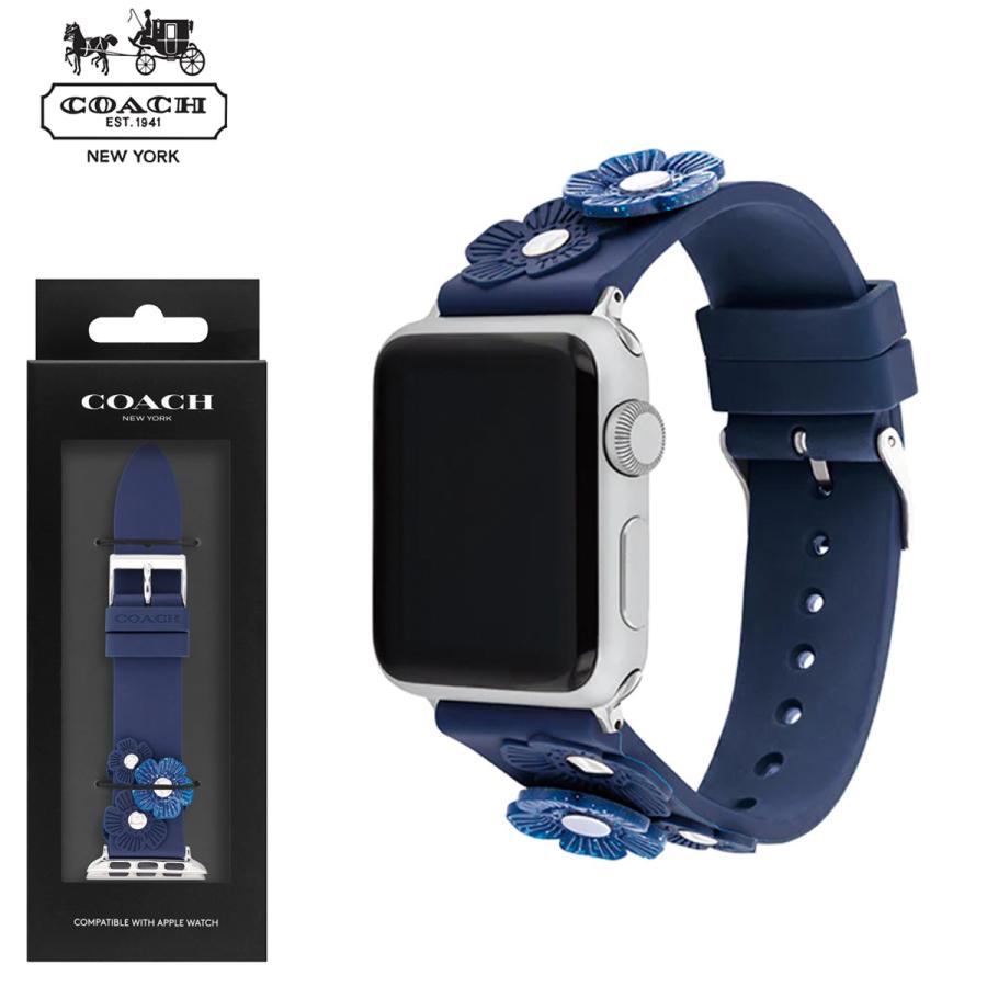 COACH コーチ Apple Watch アップルウォッチ ネイビー フラワー 花 14700055 バンド ベルト シリコン ラバー