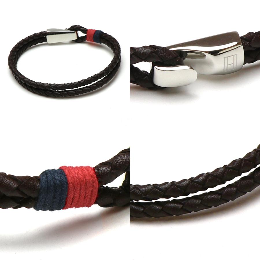 トミーヒルフィガー ブレスレット tommy hilfiger トミー ブレス 二連 二重 レザーブレスレット 2700671 ダークブラウン メンズ シンプル アクセサリー 男性の画像