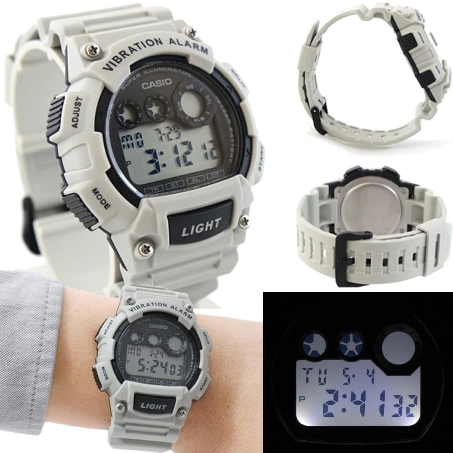 【振動でお知らせ】カシオ バイブレーション アラーム W735-736 三つ目デジタル スポーツウォッチ CASIO 男性用 男の子 キッズ 腕時計 小学生 中学生の画像