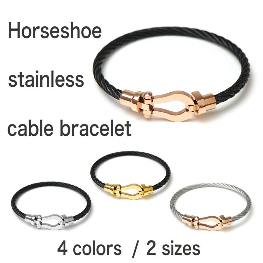 馬蹄 ホースシュー ワイヤー ブレスレット ステンレス マグネット