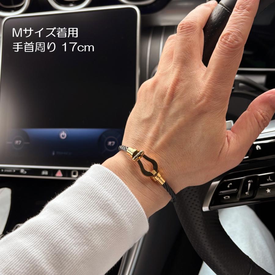 馬蹄 ホースシュー ワイヤー ブレスレット ステンレス マグネット メンズ レディース 男性 女性 ロープブレスレット ブラック シルバー ゴールド ローズゴールド
