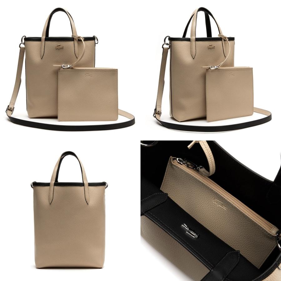 LACOSTE リバーシブル2wayバッグ ベージュポーチ付き LACOSTE リバーシブル2wayバッグ ベージュポーチ付き