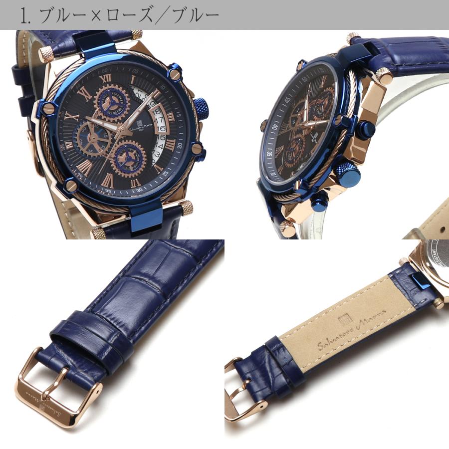 サルバトーレマーラ クロノグラフ 腕時計 Salvatore Marra SM18102 クロノ ストップウォッチ 多針 アナログ ビジネス 日付 カレンダー レザーベルト 革 男性の画像