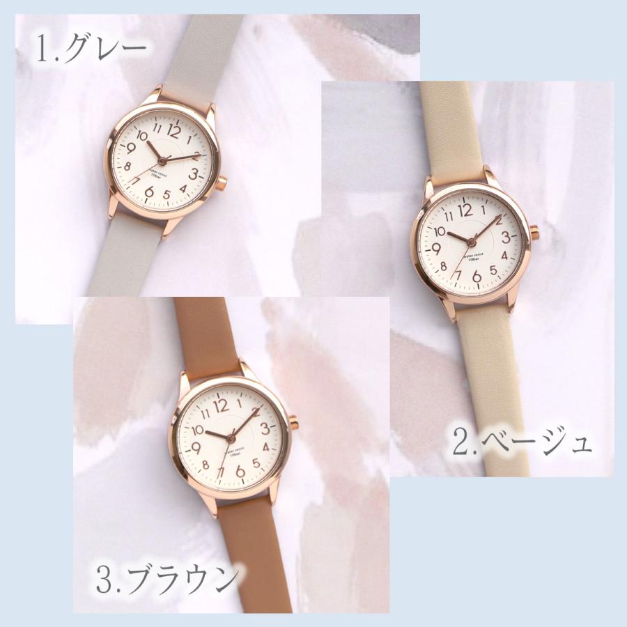 10気圧防水 レディース アナログ 腕時計 レザー ニュアンスカラー