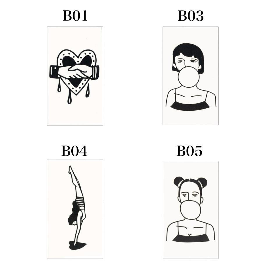 在庫限り】2枚入+おまけ1枚付。エッジの効いたクセあり線画タトゥー