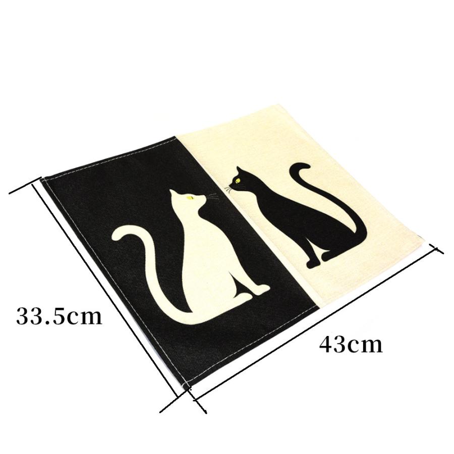 2枚セット♪ランチョンマット　25×35　黒猫柄 猫イラストがスタイリッシュなランチョンマット。モノクロでシックな
