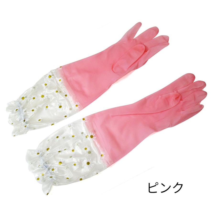 3色セット ロングゴム手袋。肘まですっぽりで濡れずに食器洗い。 キッチン 可愛い おしゃれ 花柄 かわいい 濡れない 水仕事 掃除 風呂掃除 長い 人気 おすすめ |  | 02