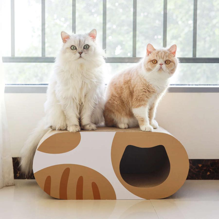 猫様専用爪とぎ。ガリガリもかくれんぼもできるトンネル型 つめとぎ 
