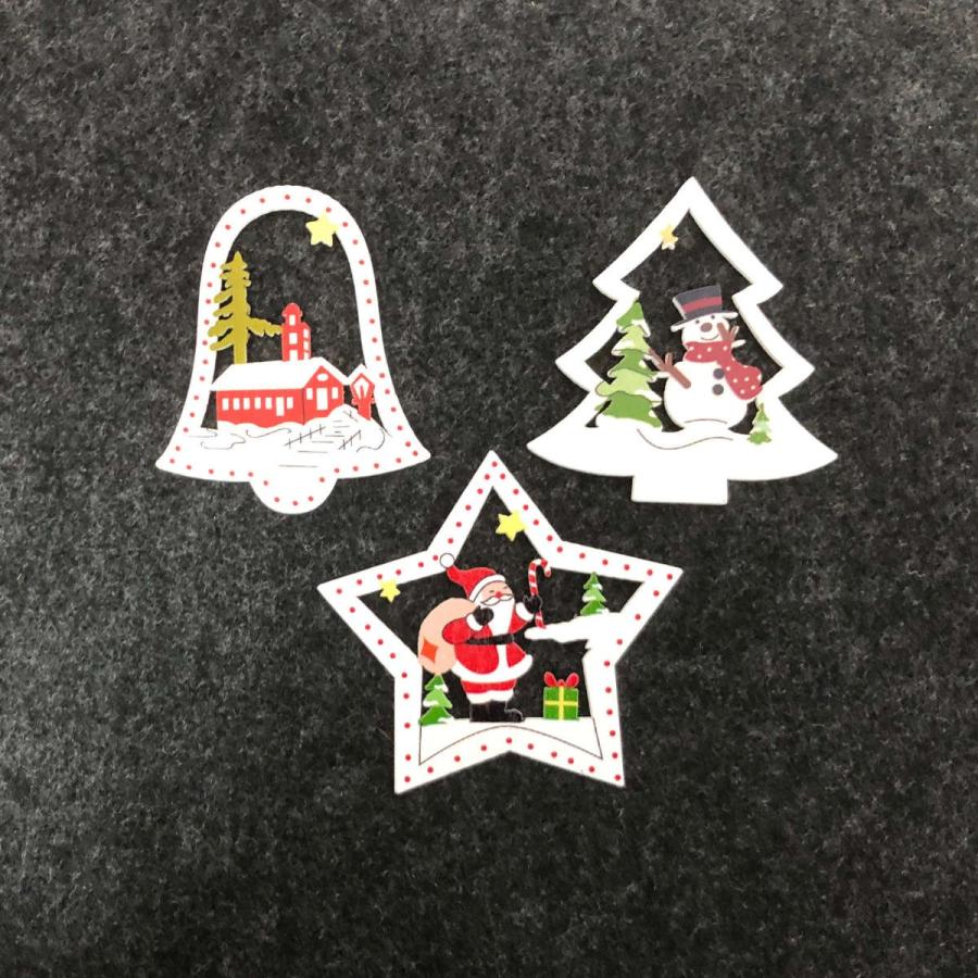 気分が↑でミニーツリーにぴったり。コンパクトな木製クリスマス飾り3種。 サンタクロース  教会  癒し かわいい 木製 ツリー オーナメント | 