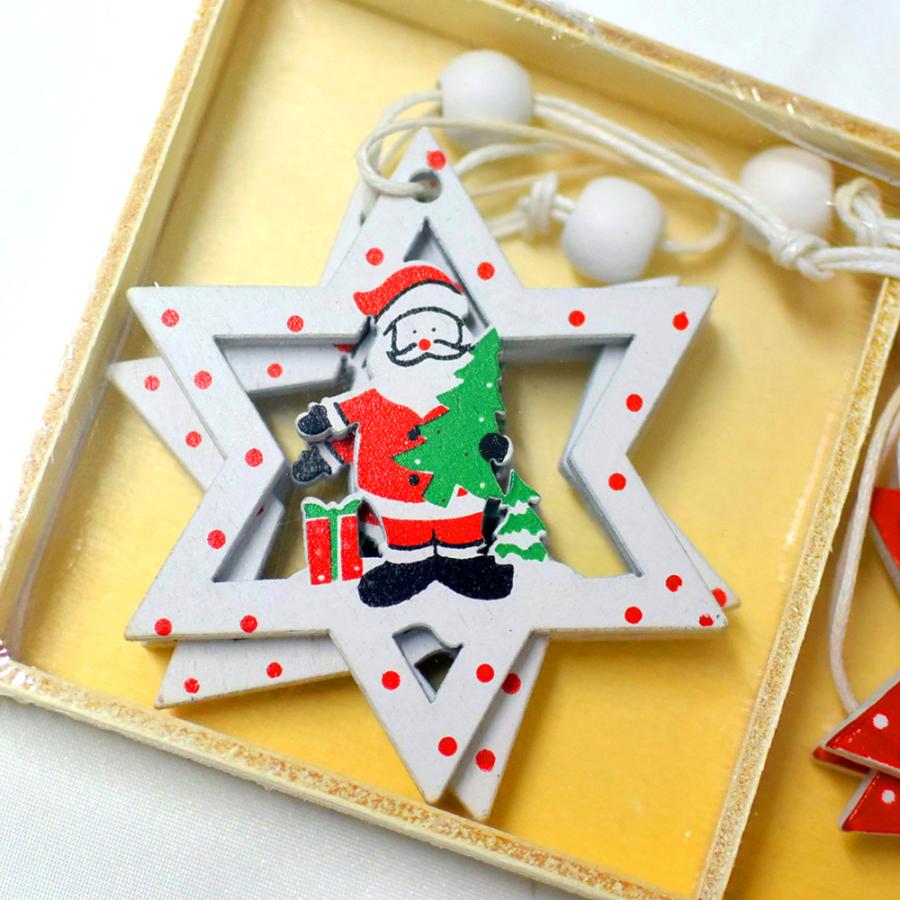 9枚セット ツリーに最適な木製のオーナメント。星形がクリスマスの夜を彩る。 クリスマス 星  セット 赤 レッド サンタ  かわいい キュート 白 |  | 03