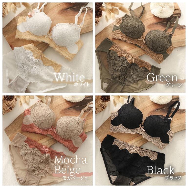 盛れる ブラジャー ノンワイヤー ブラ＆ショーツセット 育乳ブラ 盛り 脇高 脇肉 美胸 ブラ レースブラ 補正ブラ ホールド 小胸 谷間 大人 可愛い 上下 |  | 17