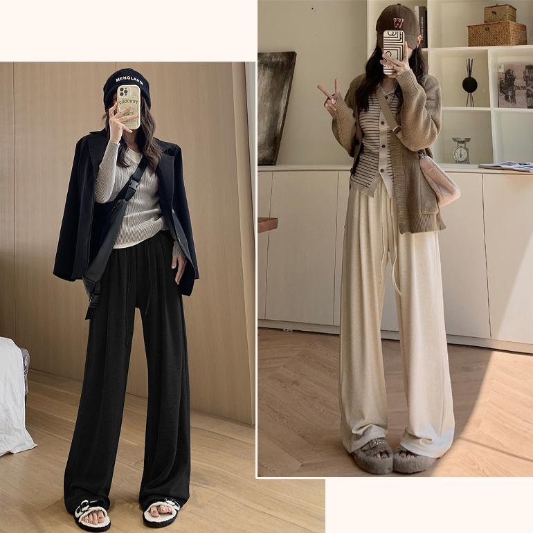 イージーパンツ ワイドパンツ 裏起毛 レディース 秋冬 あったかい もち米パンツ ハイウエスト ベルベット ワンマイルウェア 高身長 |  | 11