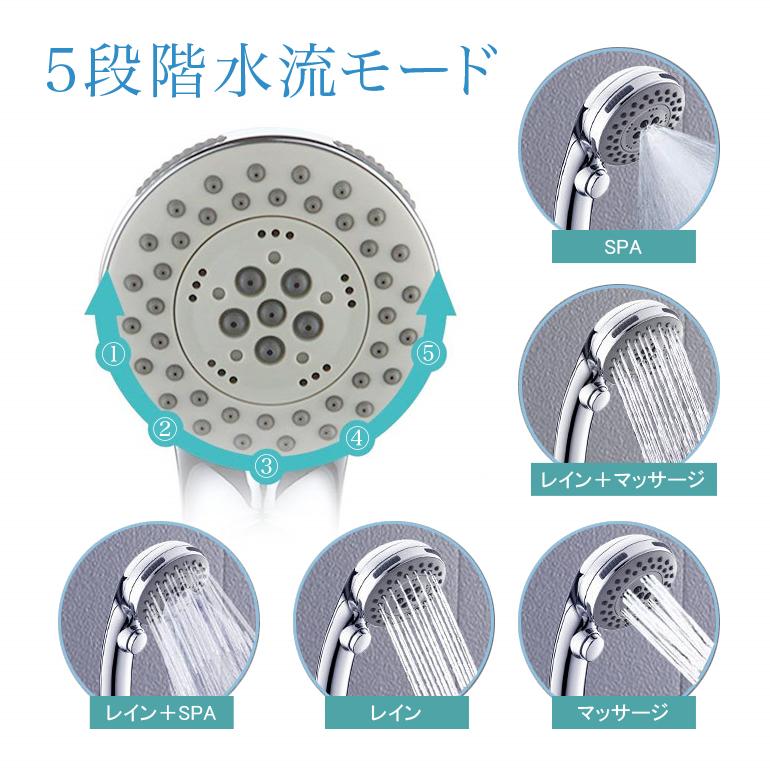 シャワーヘッド 節水 止水 ボタン ナノバブル マイクロバブル 美肌 増
