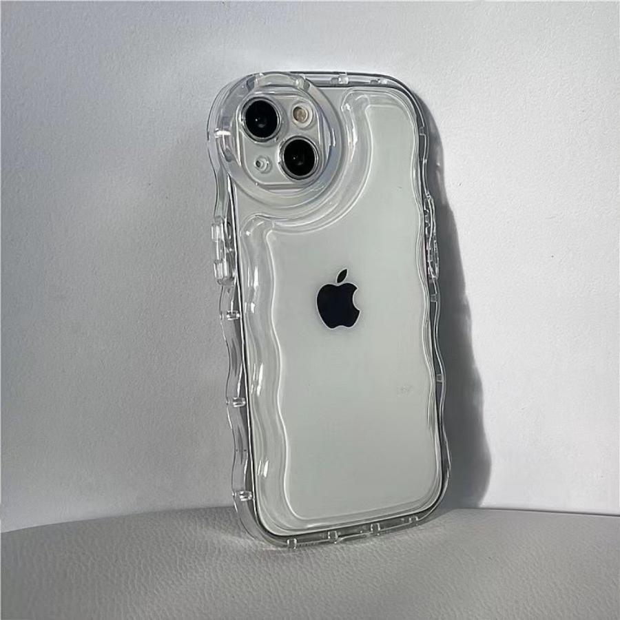 全てのiPhoneに対応 クリア波型デザイン シリコンケース 耐衝撃 衝撃
