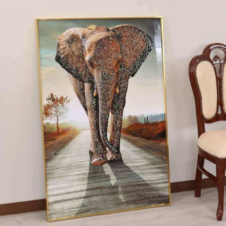 アートフレーム エレファント 絵画 クリスタルピクチャー ゴールド