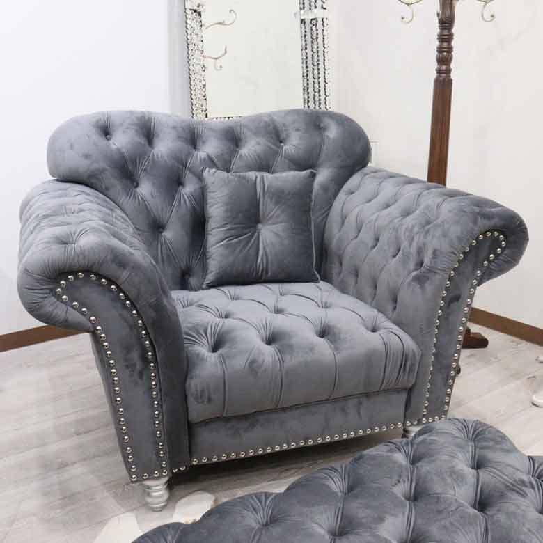 ソファセット グレー 3人がけ 1人掛けオットマン 4点 応接室用