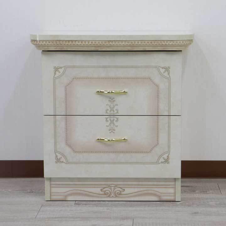 ナイトテーブル 2段チェスト アイボリー イタリア製 ローキャビネット  