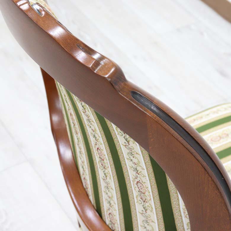 イタリア ダイニングチェア グリーンストライプ 完成品 高級家具 イス チェア 椅子 猫脚 イタリア製 アンティーク クラシック｜arrivo｜08