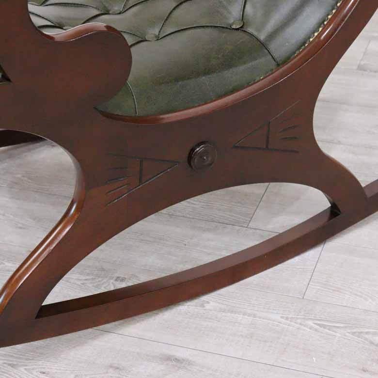 2026年 イタリア ロッキングチェア 本皮グリーン 猫脚 肘付き チェア ソファ サロンチェア 完成品 イス 木製 彫刻 高級家具 【MY2997266314】(104720円)