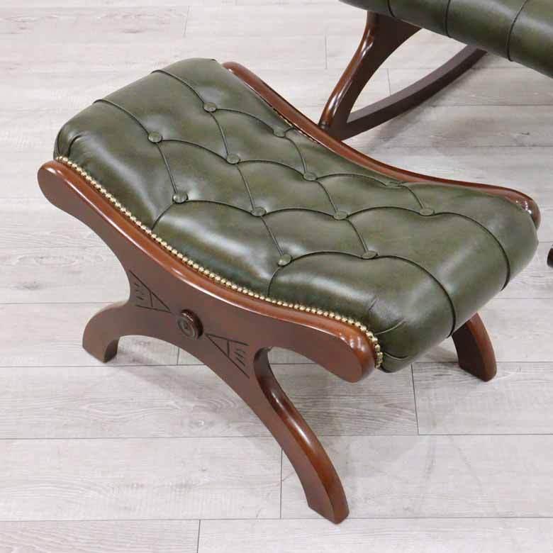 2026年 イタリア ロッキングチェア 本皮グリーン 猫脚 肘付き チェア ソファ サロンチェア 完成品 イス 木製 彫刻 高級家具 【MY2997266314】(104720円)