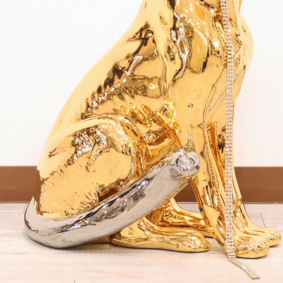 輸入雑貨アニマルオブジェ24金仕様コーティング『豹』金色縁起物