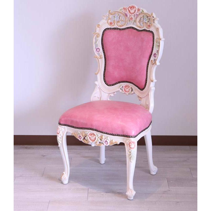 ロココ調　椅子　プリンセス　姫　ダイニングチェアB　ピンク　アンティーク ロココ調 椅子 プリンセス 姫 ダイニングチェアB ピンク アンティーク