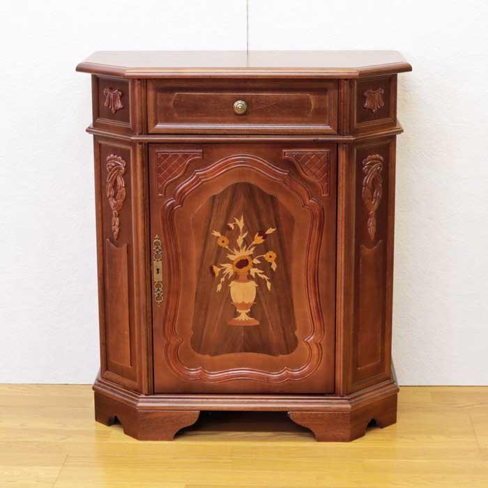 木製キャビネット　フローラルインレイ象嵌細工 木製キャビネット フローラルインレイ象嵌細工