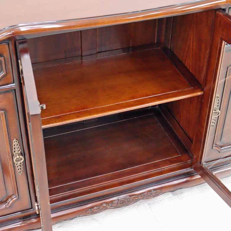 ローキャビネット マホガニー 135cm サイドボード 猫脚 木製 完成品