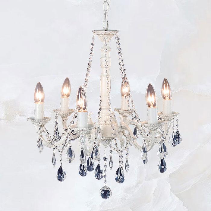 シャンデリア6灯アンティークホワイト