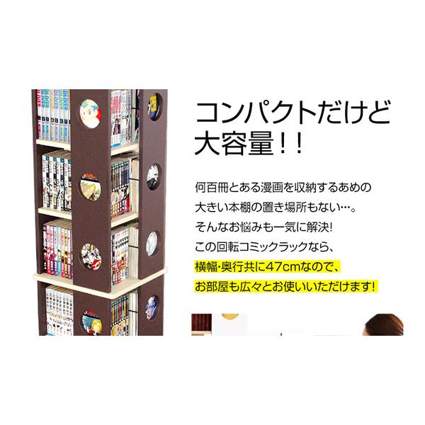 産地直送品 回転 コミック ラック （7段タイプ） 本棚 レッド 色 ラック SWK-7--RD 回転コミックラック（7段タイプ）