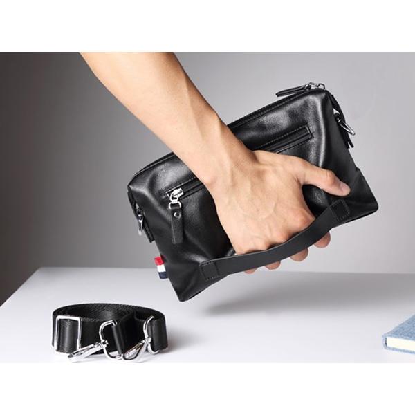 AJS Motorcyclesショルダーバッグ（本革ブラックレザー・カラーライン