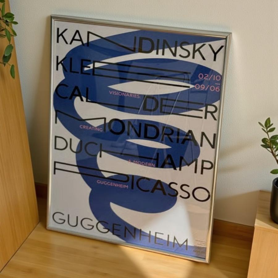 GUGGENHEIM ポスター ブルー ライン シルバーフレーム 額縁 70×50cm