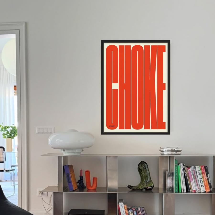 CHOKE ポスター シルバーフレーム付 レッド 赤 アート シンプル 文字