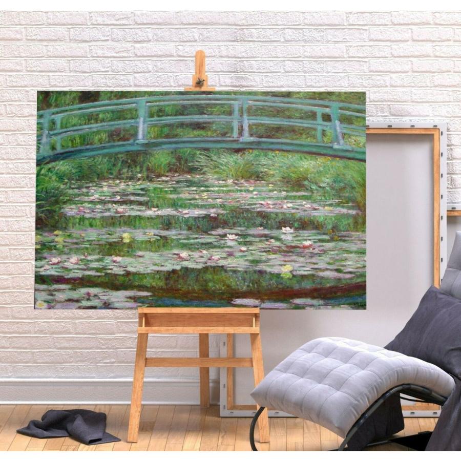 モネ 睡蓮の池に架かる橋 ポスター 高級 キャンバス フレーム 付き 絵 A1 アート パネル 北欧 海外 絵画 グッズ インテリア