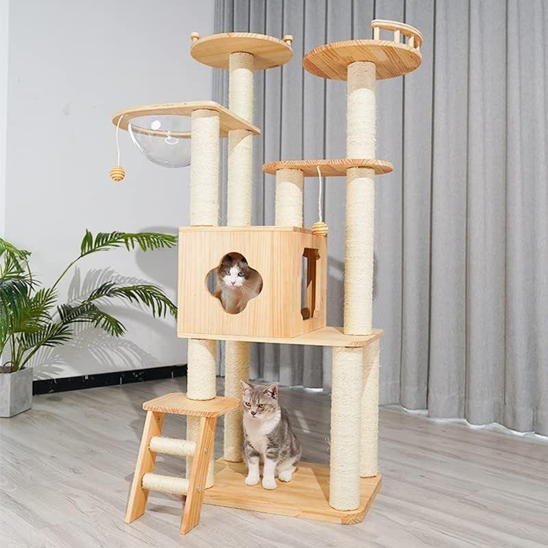 キャットタワー 木製 キャット ツインタワー XYY-1 木登りタワー 猫タワー 据え置き おしゃれ かわいい 爪とぎ 多頭飼い 大型猫 シ XYY 木製 キャット ツインタワー 木登りタワー 猫タワー 据え置き おしゃれ かわいい 爪とぎ 多頭飼い 大型猫 サイズ