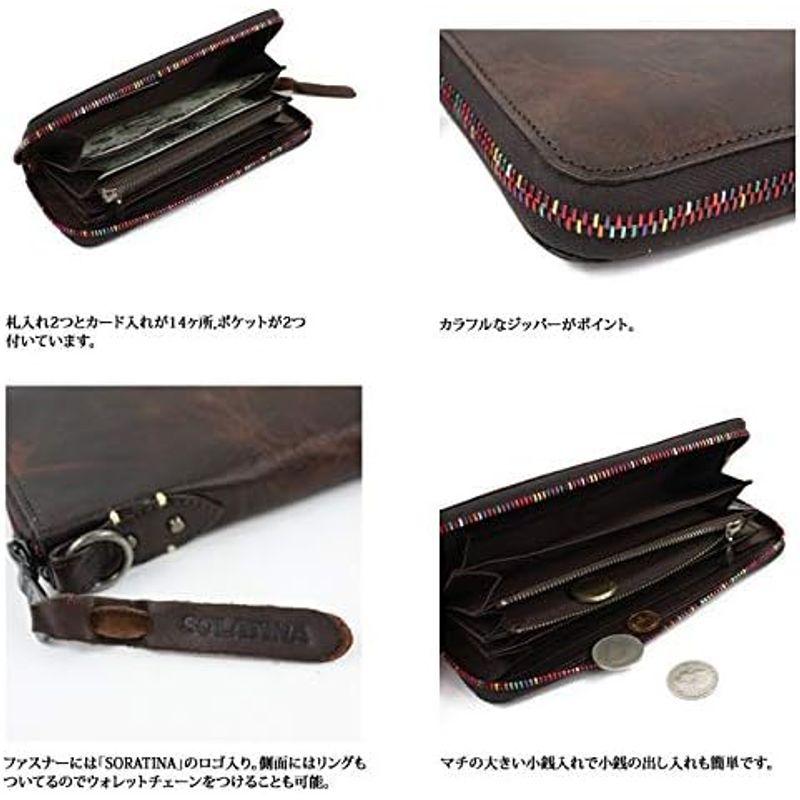 ソラチナ SW-38153 長財布 本馬革 (riri社製ジッパー) ホース メンズ キャメル SW 長財布 本馬革 riri社製ジッパー ホース メンズ キャメル