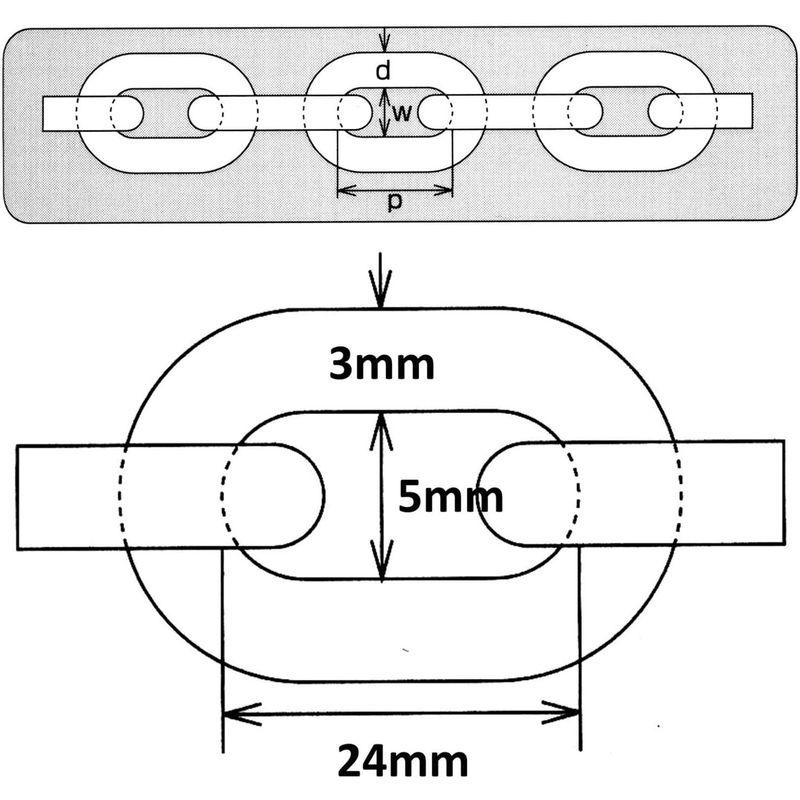 水本機械製作所(Mizumoto　Machine)　アルミカラーチェーン　MM　3mm×30m　リール巻　AL-3GR　I-126　国産　グ