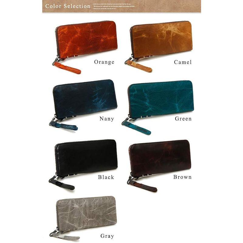 ソラチナ SW-38153 長財布 本馬革 (riri社製ジッパー) ホース メンズ キャメル SW 長財布 本馬革 riri社製ジッパー ホース メンズ キャメル