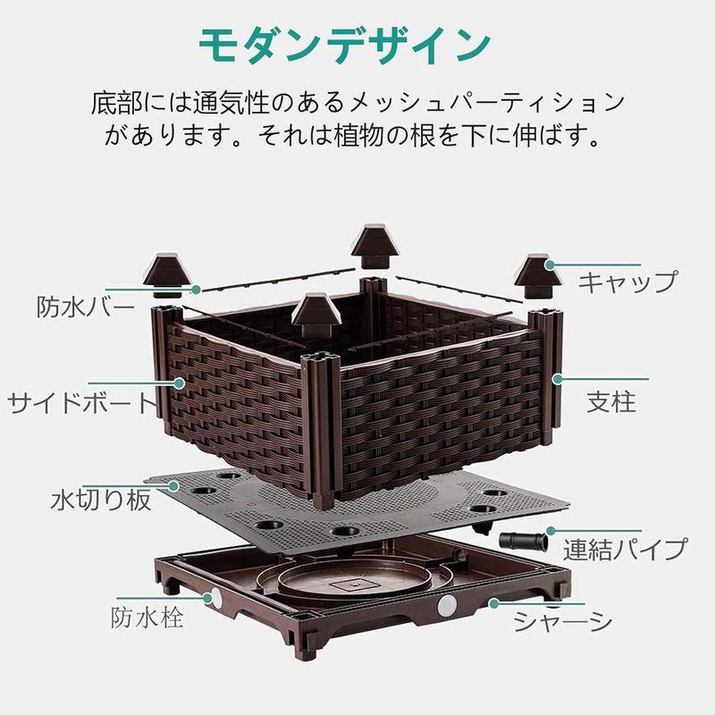 BAOYOUNI 組み立て簡単ガーデンボックス プランターボックスプラスチック鉢植え入れ花 植物 栽培ブラウン 鉢用品 大型プランター 莱園 組み立て簡単ガーデンボックス プランターボックスプラスチック鉢植え入れ花 植物 栽培ブラウン 鉢用品 大型プランター 莱園