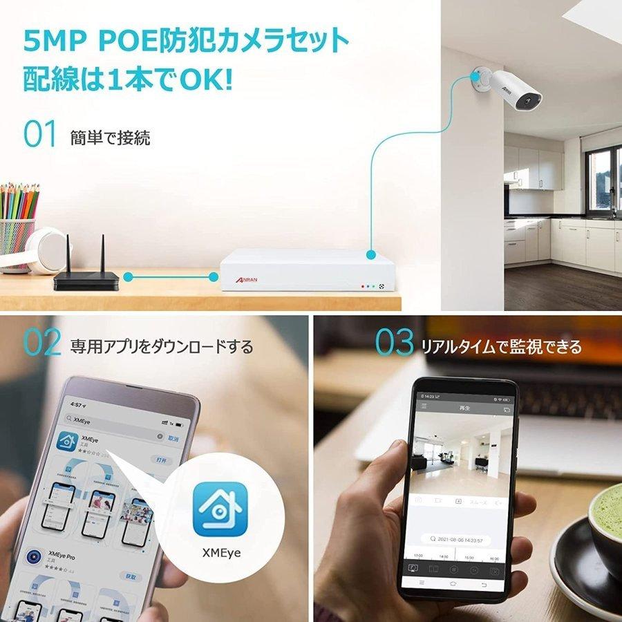 衝撃特価 POE増設専用カメラ 防犯カメラ 屋外 屋内 家庭用 ANRAN 500万