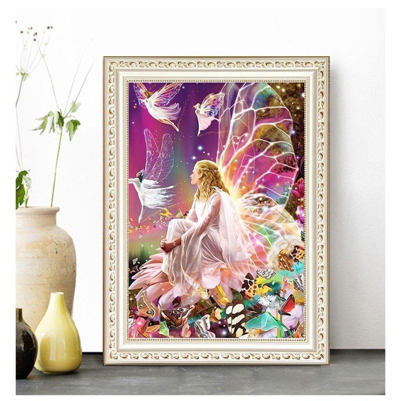 5D ダイヤモンドアート セット 天使 精霊 天国 飛び立つ ビーズ