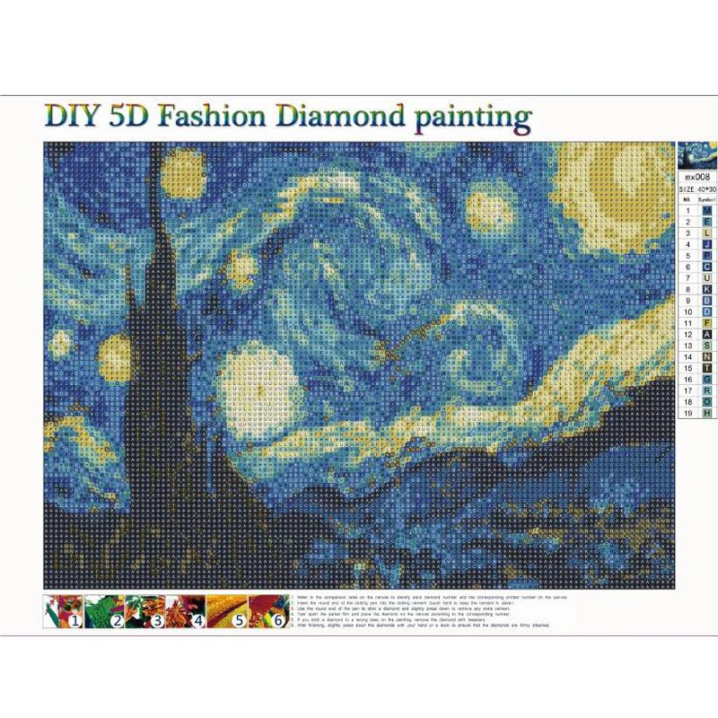 星月夜 5d刺繍 ダイヤモンド アート クロスステッチキット ゴッホ 名作 ビーズ絵画 Diy 手作り 図案 スーパーセール期間限定 簡単 モダン 壁飾り 現代 手芸キット 子供 インテリア 大人