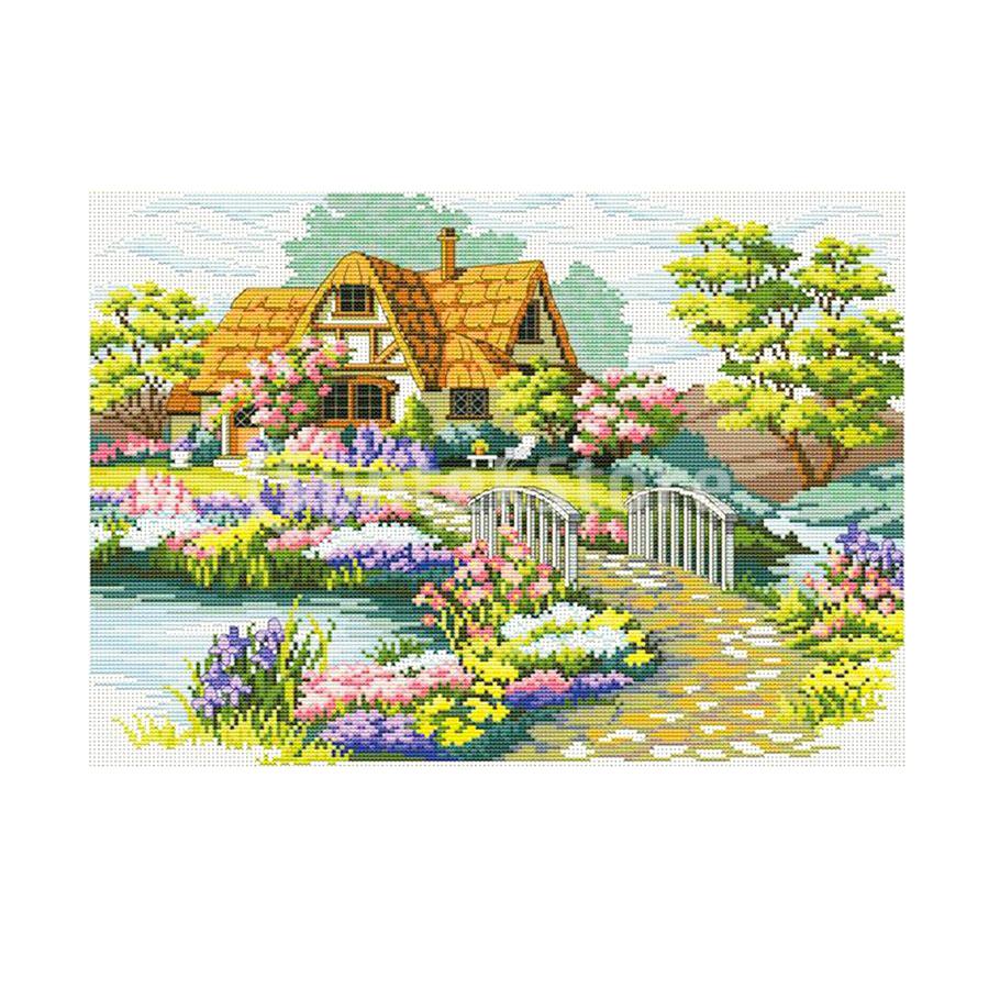 クロスステッチ 刺繍キット DIY 初心者 小屋 お家 手作り指ぬき 糸通し