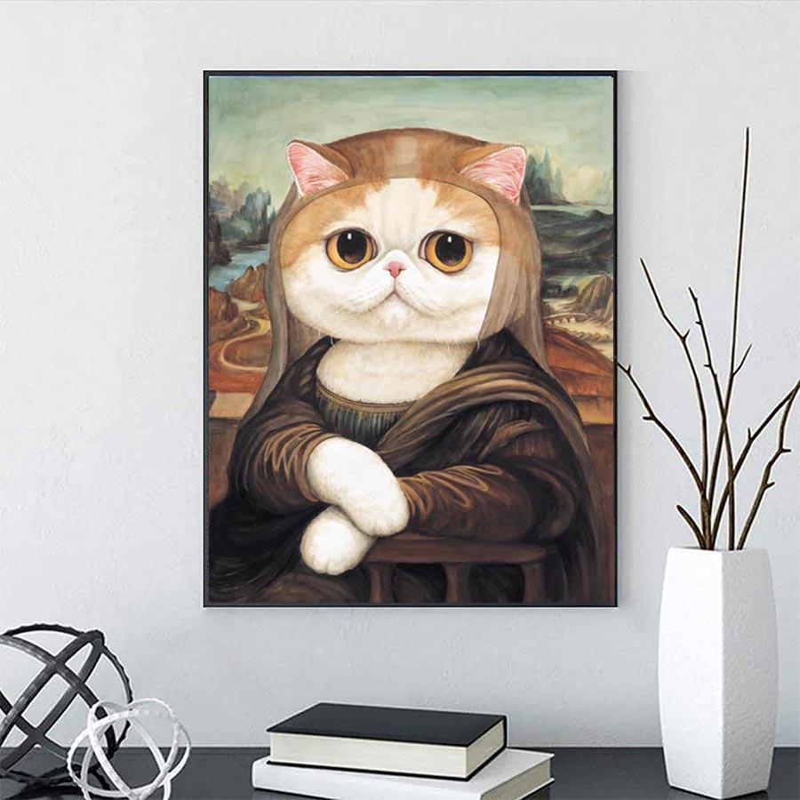 5D ダイヤモンドアート 猫 モナリザ ビーズ絵画 初心者 セット DIY